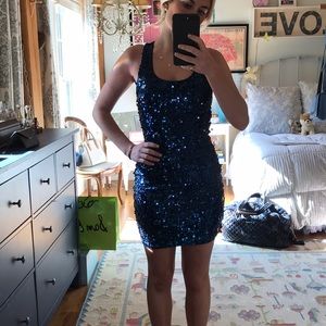 Blue sequin dress